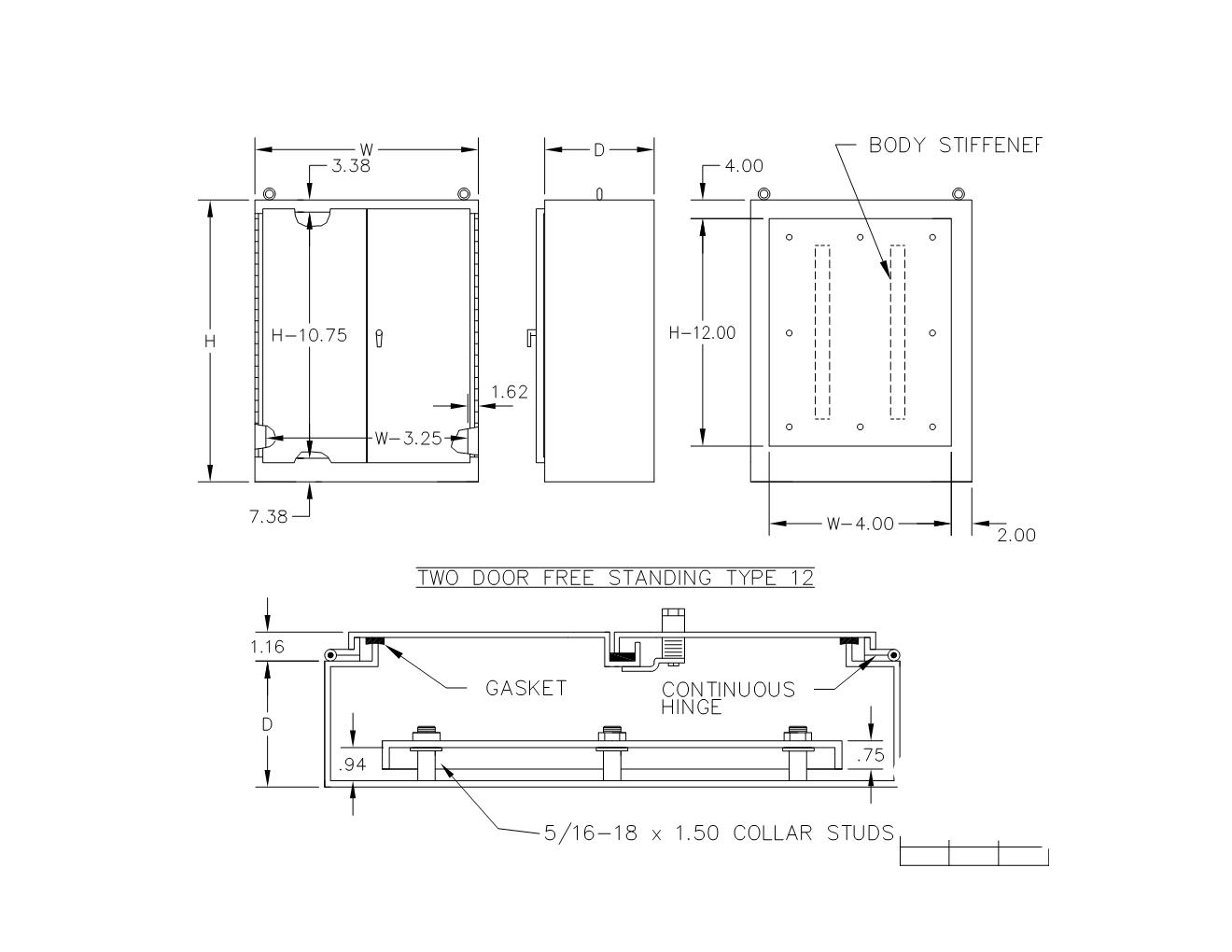 TYPE 12 PAINTED FREESTANDING DOUBLE DOOR ENCLOSURE - Image 2