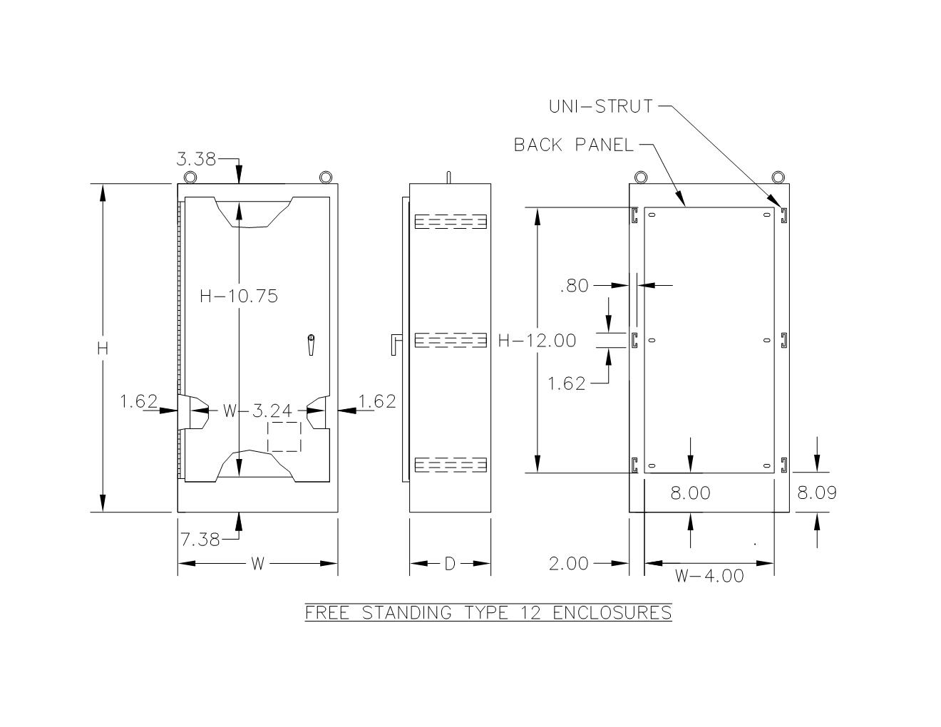 TYPE 12 PAINTED FREESTANDING SINGLE DOOR ENCLOSURE W/ 3 POINT LATCH & KEYLOCKING/PADLOCKING HANDLE - Image 2