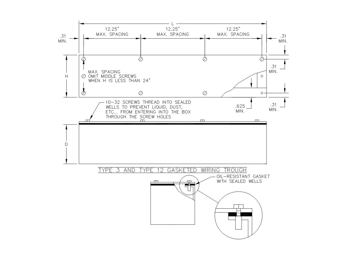 TYPE 3 & 12 PAINTED GASKETED SCREW COVER TROUGH - Image 2