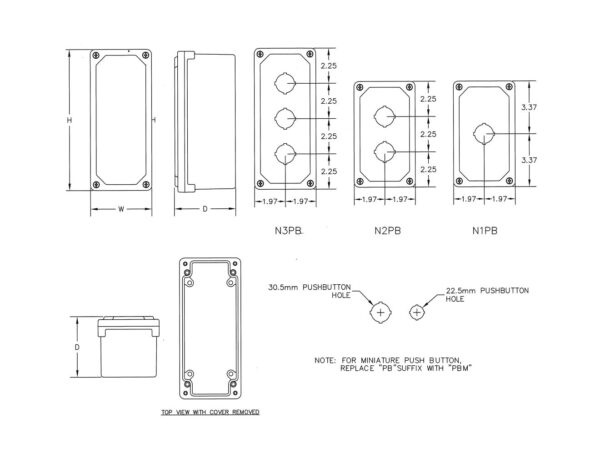 TYPE 4X FIBERGLASS MINIATURE PUSH BUTTON - Image 2