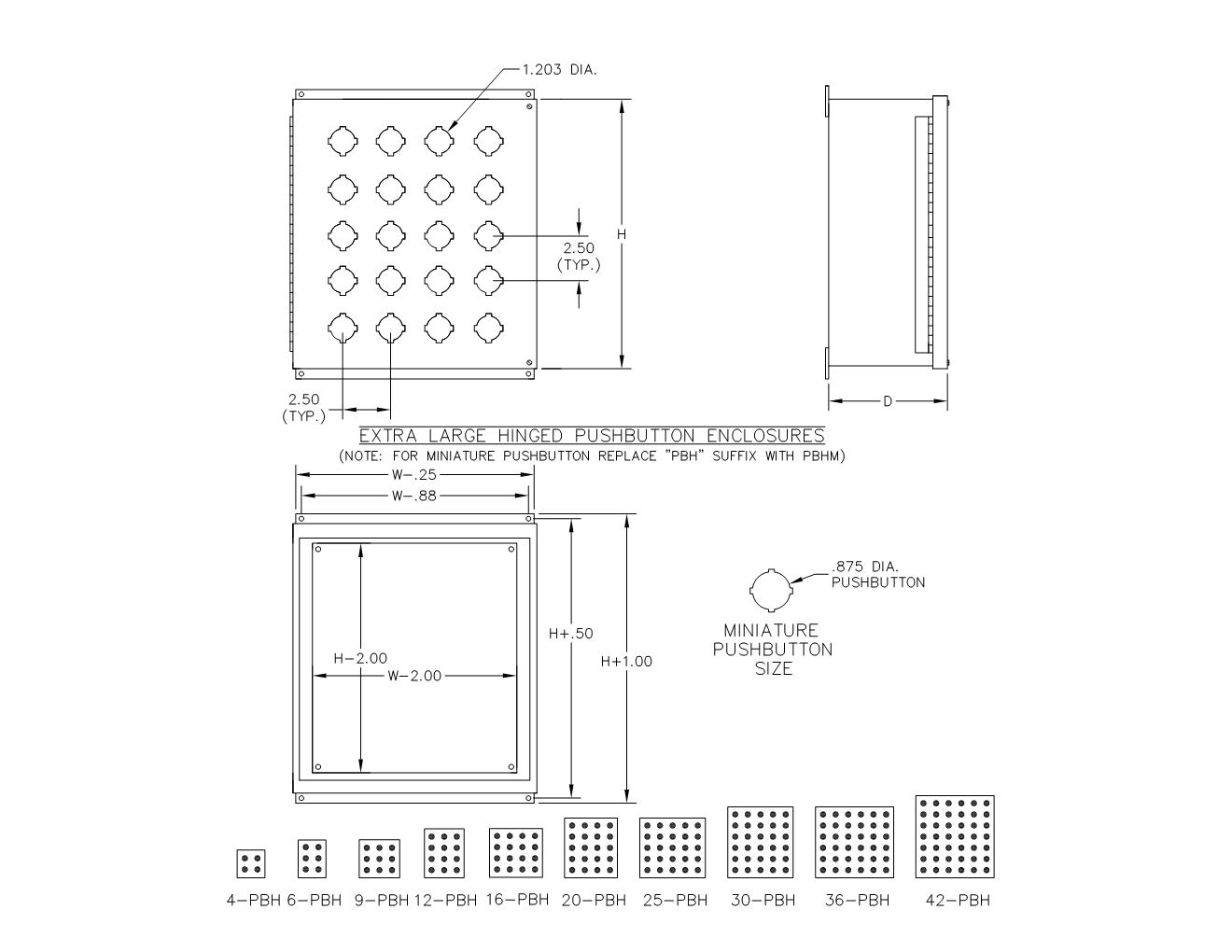 TYPE 12 PAINTED XL PUSH BUTTON ENCLOSURE W/HINGED COVER & PANEL - Image 2
