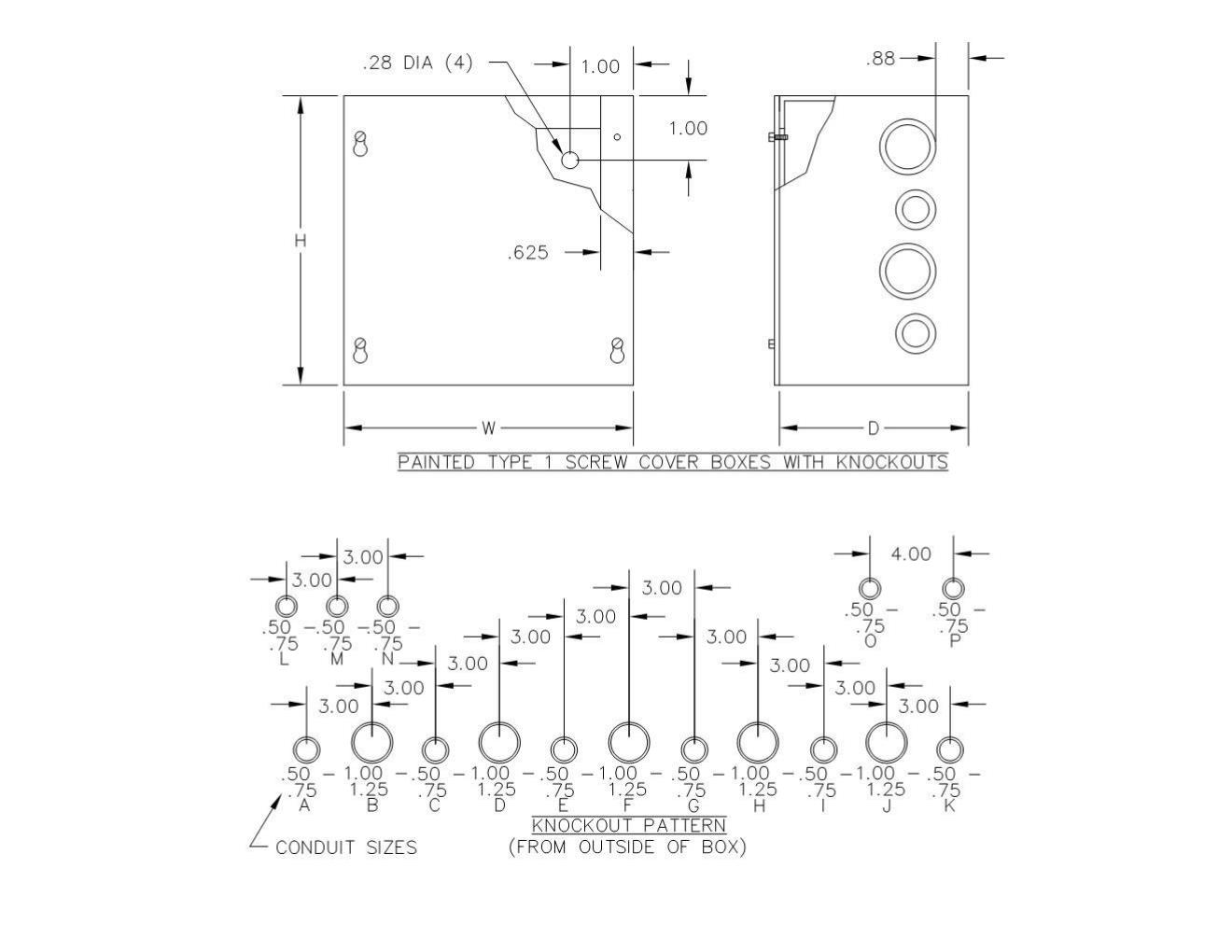 TYPE 1 PAINTED SCREW COVER BOX WITH KO'S - Image 2