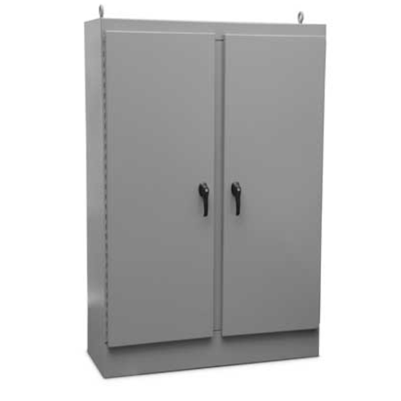 TYPE 4 PAINTED DOUBLE DOOR FREESTANDING ENCLOSURE WITH 3-POINT LATCH & KEYLOCKING/PADLOCKING HANDLE