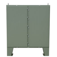 TYPE 4 PAINTED DOUBLE DOOR FLOOR MOUNT HINGED ENCLOSURE W/ CLAMPS