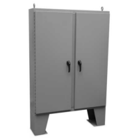 TYPE 4 PAINTED DOUBLE DOOR FLOOR MOUNT ENCLOSURE WITH 3-POINT LATCH & KEYLOCKING/PADLOCKING HANDLE