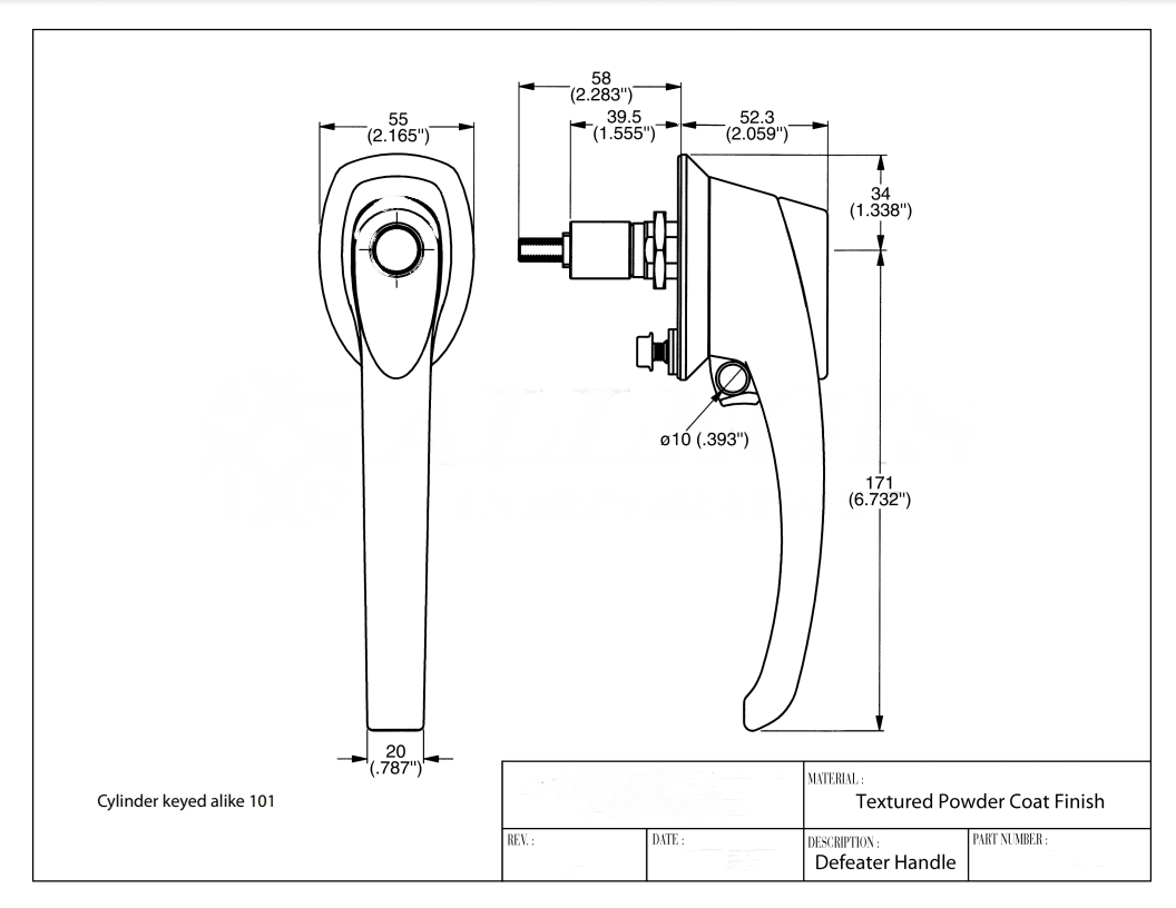 HEAVY DUTY COMBO KEY AND PADLOCKING STAINLESS DEFEATER HANDLE - Image 3