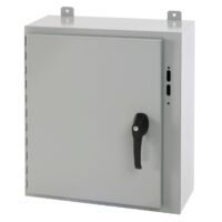 TYPE 4, 12 PAINTED SINGLE DOOR FLANGE-MOUNTED DISCONNECT ENCLOSURE WITH 3 POINT LATCH & EBOX 1S PADLOCKING HANDLE