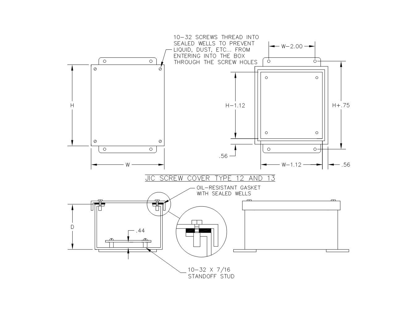 TYPE 12 PAINTED JIC SCREW COVER ENCLOSURE W/ PANEL - Image 2