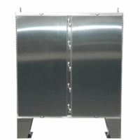 TYPE 4X 304 STAINLESS STEEL HINGED DOUBLE DOOR FLOOR MOUNT ENCLOSURE W/ CLAMPS