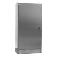 TYPE 4X 304 STAINLESS STEEL HINGED SINGLE DOOR FREESTANDING ENCLOSURE W/ 3 POINT LATCH & KEYLOCKING/PADLOCKING HANDLE