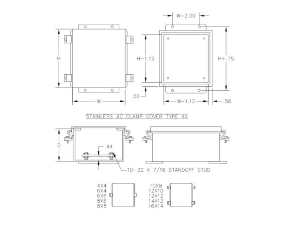 TYPE 4X 304 STAINLESS STEEL JIC CLAMP COVER BOX - Image 2