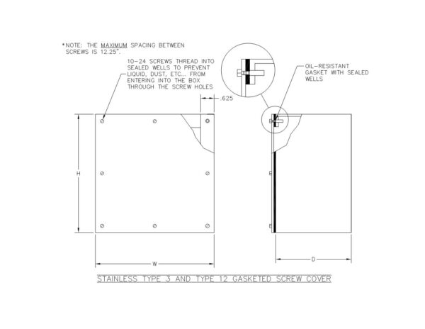 TYPE 3 & 12 304 STAINLESS STEEL GASKETED SCREW COVER BOX - Image 2